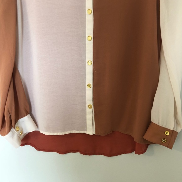 Sheer Color Block Button Down - Picture 4 of 5